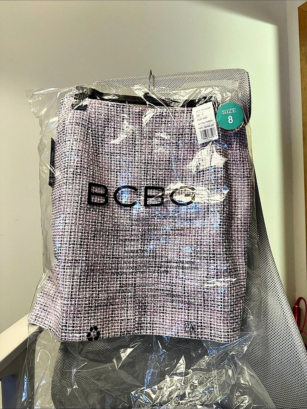 BCBG Tweed Checkered Skirt in Pink & Black Size 8 NWT